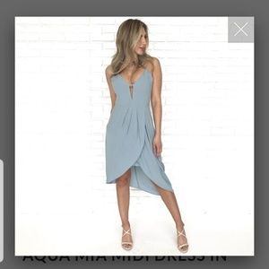 Dusty blue midi dress